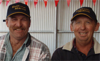 Greg Growden and Gary Lock after their great performance in the Mundulla Hogget competition